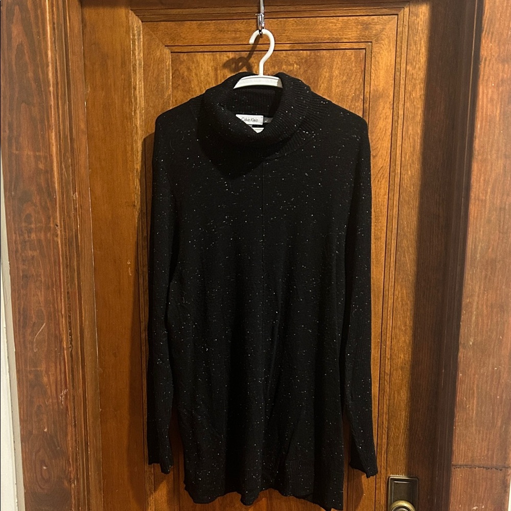 Calvin Klein Black Speckled Knit Tunic Length sweater